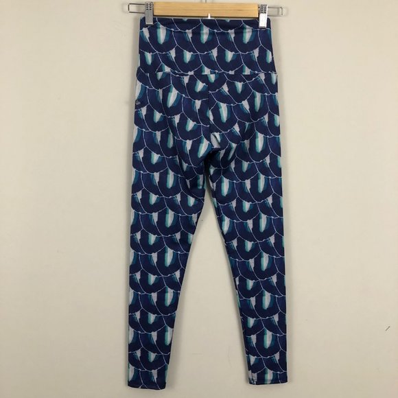 Onzie Flow Purple Blue Print High Waisted Leggings - Picture 4 of 5